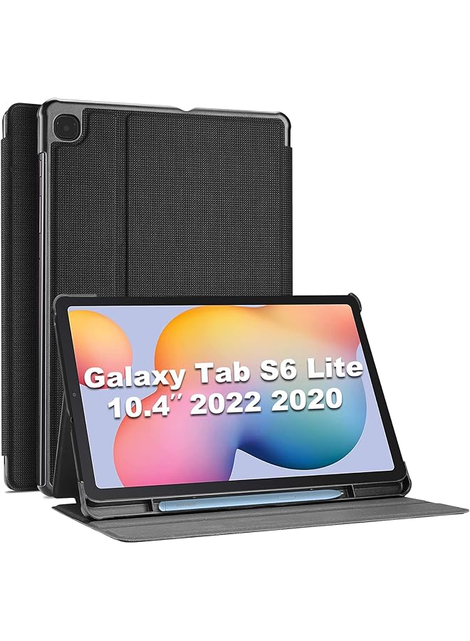 Procases Galaxy Tab S6 Lite 10.4 Case 2022 2020 With Stylus Holder Slim Stand Protective Folio Case Smart Cover For Galaxy Tab S6 Lite 10.4 Inch Sm P613 P619 P610 P615 Black - Image 1