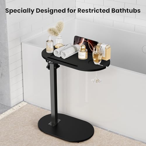 Sunnacate Bamboo Bathtub Table with Adjustable Height Freestanding Bath Tray Caddy Board Tub Organizer House Warming Gift New Home Anniversary Wedding Gifts Bridal Shower Gift for Women - Image 3