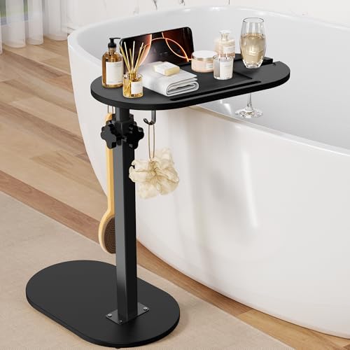 Sunnacate Bamboo Bathtub Table with Adjustable Height Freestanding Bath Tray Caddy Board Tub Organizer House Warming Gift New Home Anniversary Wedding Gifts Bridal Shower Gift for Women - Image 1
