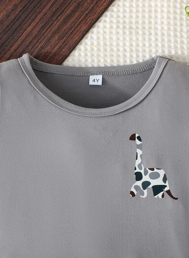 تايك تو Take Two Graphic Print Round Neck T-Shirt and Shorts Set