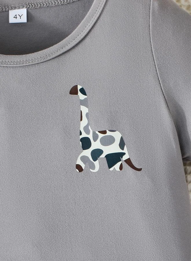 Take Two Take Two Graphic Print Round Neck T-Shirt and Shorts Set