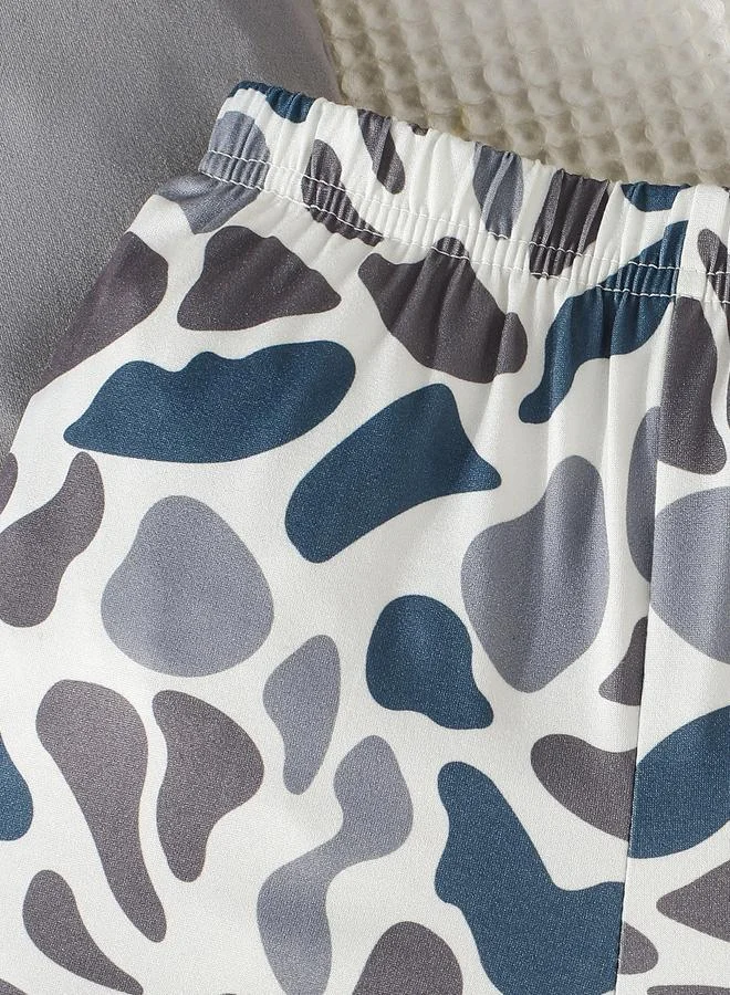 Take Two Take Two Graphic Print Round Neck T-Shirt and Shorts Set