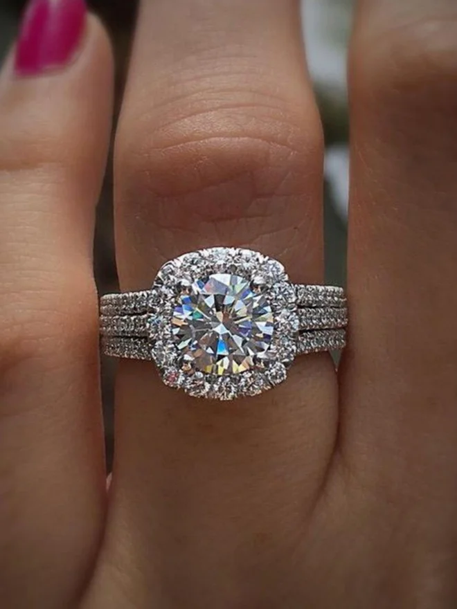 Embellished Square-Cut Ring