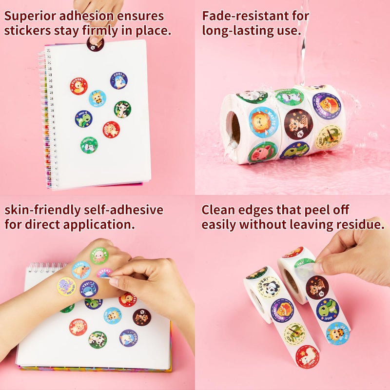METAPRINT 3 Rolls of Reward Stickers for Kids, 1500 Pcs Teacher Motivational Stickers Supplies for School Classroom Home, 24 Designs (Each Measures 1 in Diameter) - Image 5