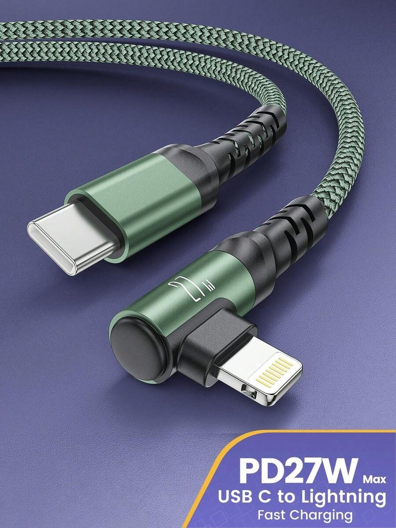 Shein BinBoom USB-C to Lightning Cable, 27W Max, MFi Certified, Nylon Braided, Compatible with iPhone 14/13/12/11 Pro Max, XS Max/XR/X/8/7/Plus/6S Plus, iPad - Green 3m - Image 1