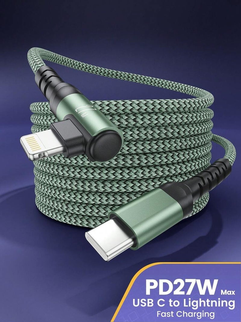 Shein BinBoom USB-C to Lightning Cable, 27W Max, MFi Certified, Nylon Braided, Compatible with iPhone 14/13/12/11 Pro Max, XS Max/XR/X/8/7/Plus/6S Plus, iPad - Green 3m - Image 3