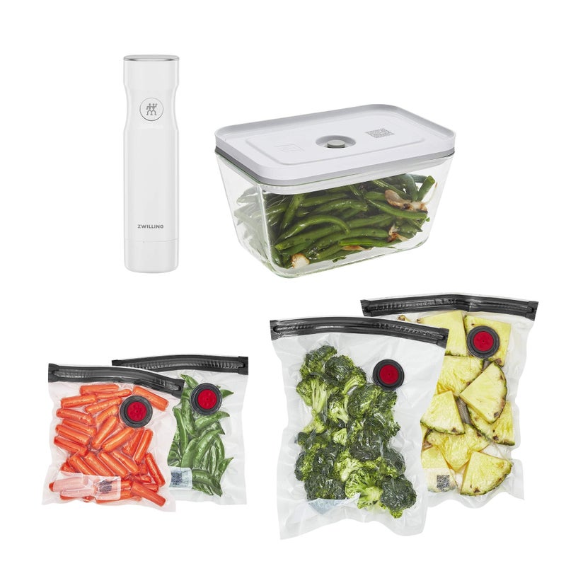 ZWILLING Fresh & Save Vacuum Sealer Machine Starter Set with Airtight Food Storage Container Glass, Sous Vide Bags, Meal Prep - Image 1