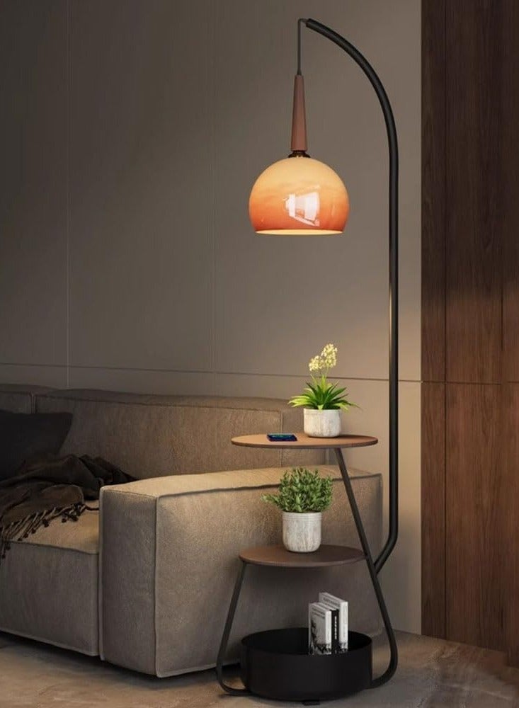DubaiGallery Floor Lamp for Living Room,Mid Century Tall Lamps with Tea Table & Storage Bucket,Fishing Standing Lamp with Glass Lampshade,Mid Century Floor Lamp for Bedroom Corner - Image 3