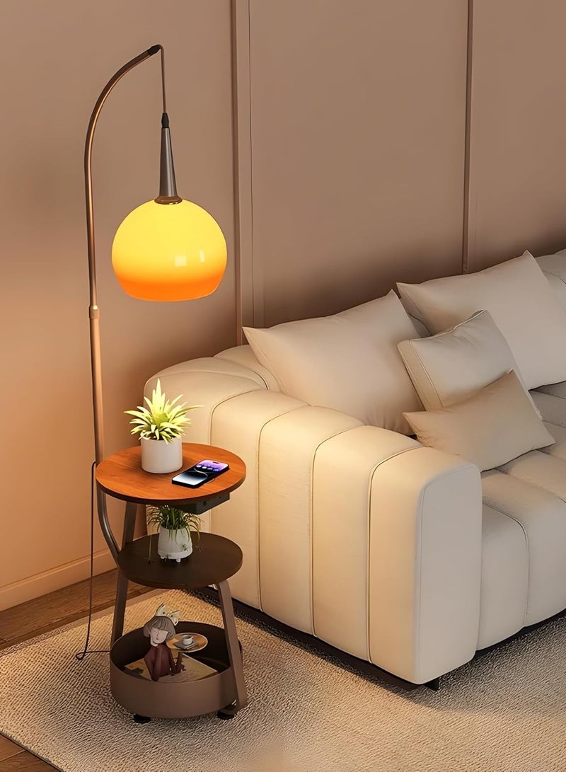DubaiGallery Floor Lamp for Living Room,Mid Century Tall Lamps with Tea Table & Storage Bucket,Fishing Standing Lamp with Glass Lampshade,Mid Century Floor Lamp for Bedroom Corner - Image 4