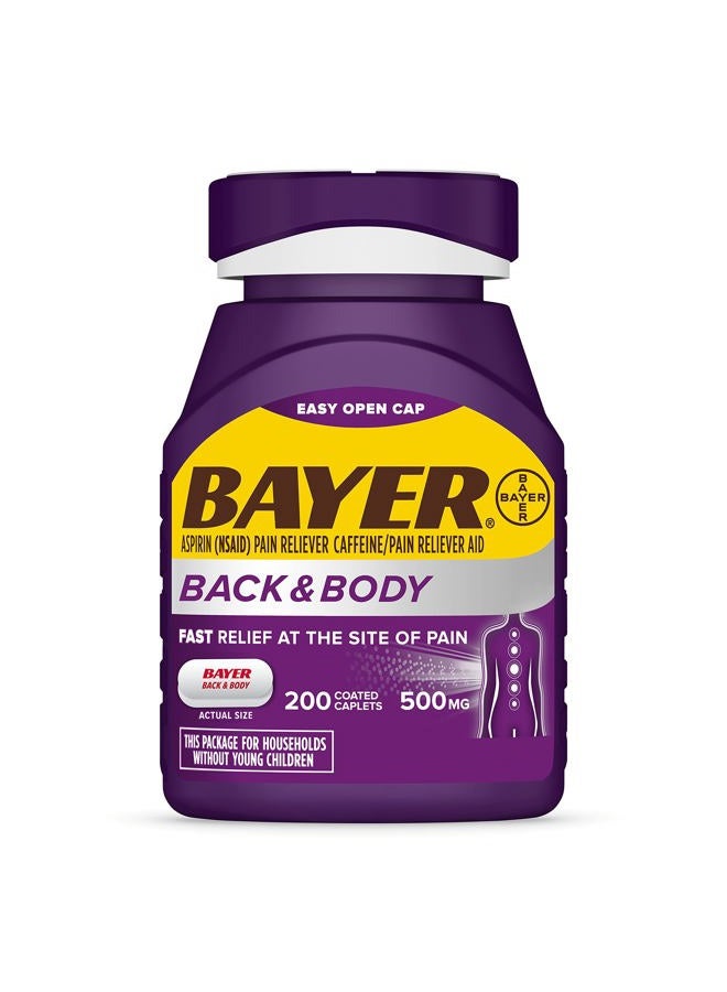 BAYER أسبرين بلس كافيين بتركيز قوي 500 ملغ لتخفيف الألم الفعال، 200 قرص مغلف - Image 1