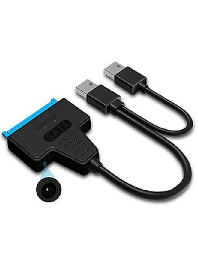 كابل محول محرك الأقراص الصلبة من USB 2.0 إلى SATA III، كابل محول SATA إلى USB 2.0 لمحركات الأقراص الصلبة SSD وHDD مقاس 2.5 بوصة، منفذ USB مزدوج مع منفذ تيار مستمر، أسود - Image 2