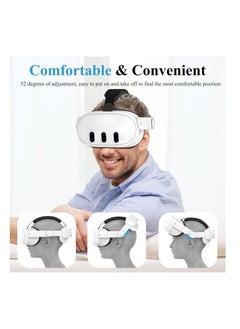 اكسيسن حزام رأس لـ Quest 3 /Quest 3S ， حزام رأس متين قابل للتعديل لـ Oculus/Meta Quest 3/Quest 3S ， حزام النخبة البديل مع وسادة إسفنجية من البولي يوريثان لتعزيز الدعم  - Image 4