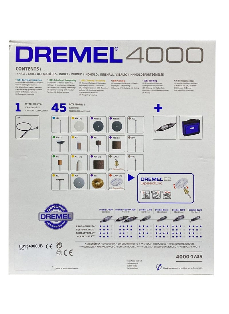 DREMEL - 4000-1/45 Rotary Tool Kit Multicolour 1 Attachment And 45 Tools Accessories Included - Image 1
