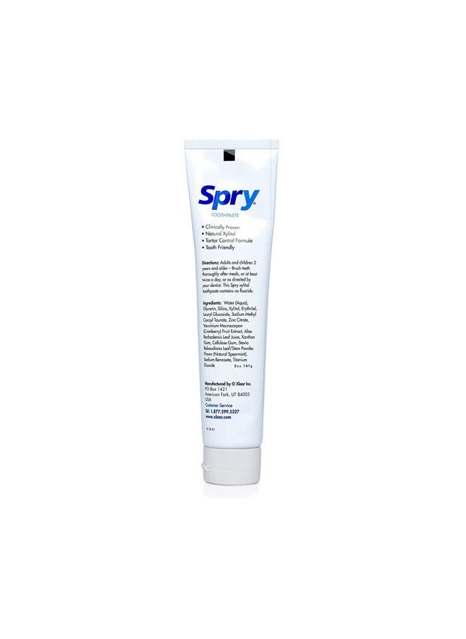 Spry Xylitol Toothpaste 5oz, Fluoride Free Toothpaste Adult and Kids, Teeth Whitening Toothpaste with Xylitol, Natural Breath Freshening, Mouth Moisturizing Ingredients, Spearmint (Pack of 2)  - Image 5