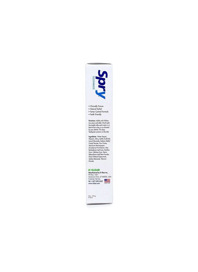Spry Xylitol Toothpaste 5oz, Fluoride Free Toothpaste Adult and Kids, Teeth Whitening Toothpaste with Xylitol, Natural Breath Freshening, Mouth Moisturizing Ingredients, Spearmint (Pack of 2)  - Image 3