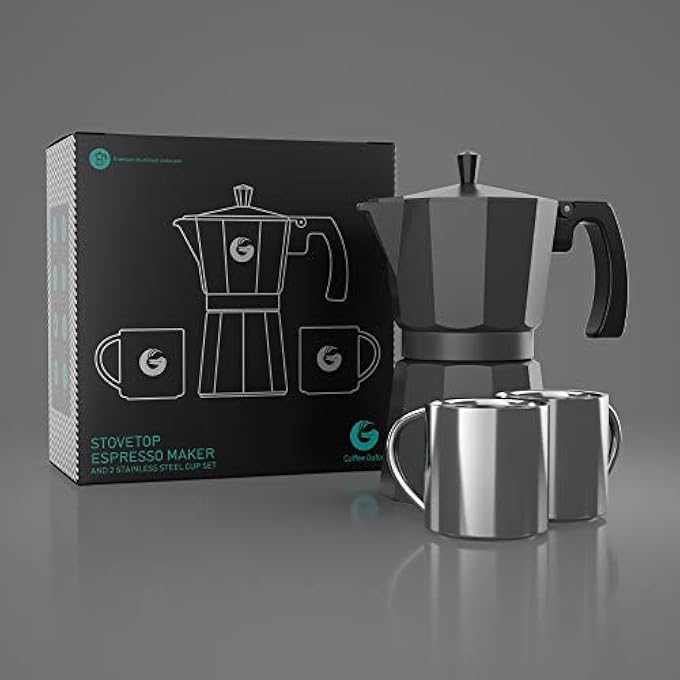 Coffee Gator Moka Pot  6 Cup 12Oz Stovetop Espresso Maker  Classic Italian And Cuban Coffee Percolator W 2 StainlessSteel Cups  Matte Grey Aluminum 360Ml - Image 5
