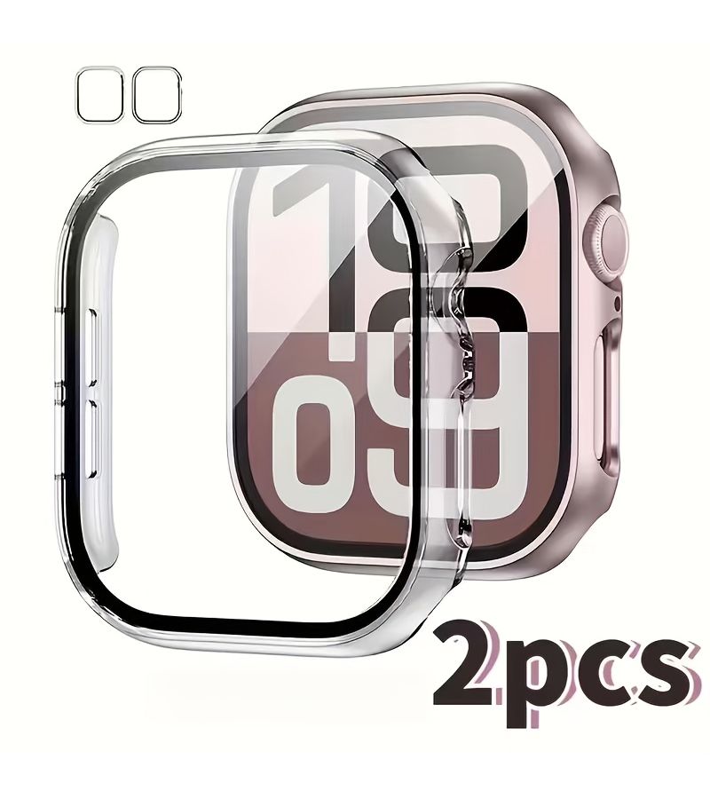 Transparent Tempered Glass Protective Film And Pc Frame Protective Case For Smartwatch Series 7 8 9 45mm - Image 1
