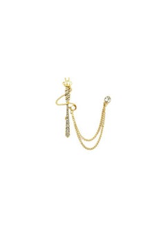 Knighthood Gold Crown Sword With Stone Studded Hanging Tassel Chain Collar Pin Brooch, Suit Stud, Shirt Studs, Lapel Pin Accessories for Men Women  - Image 1