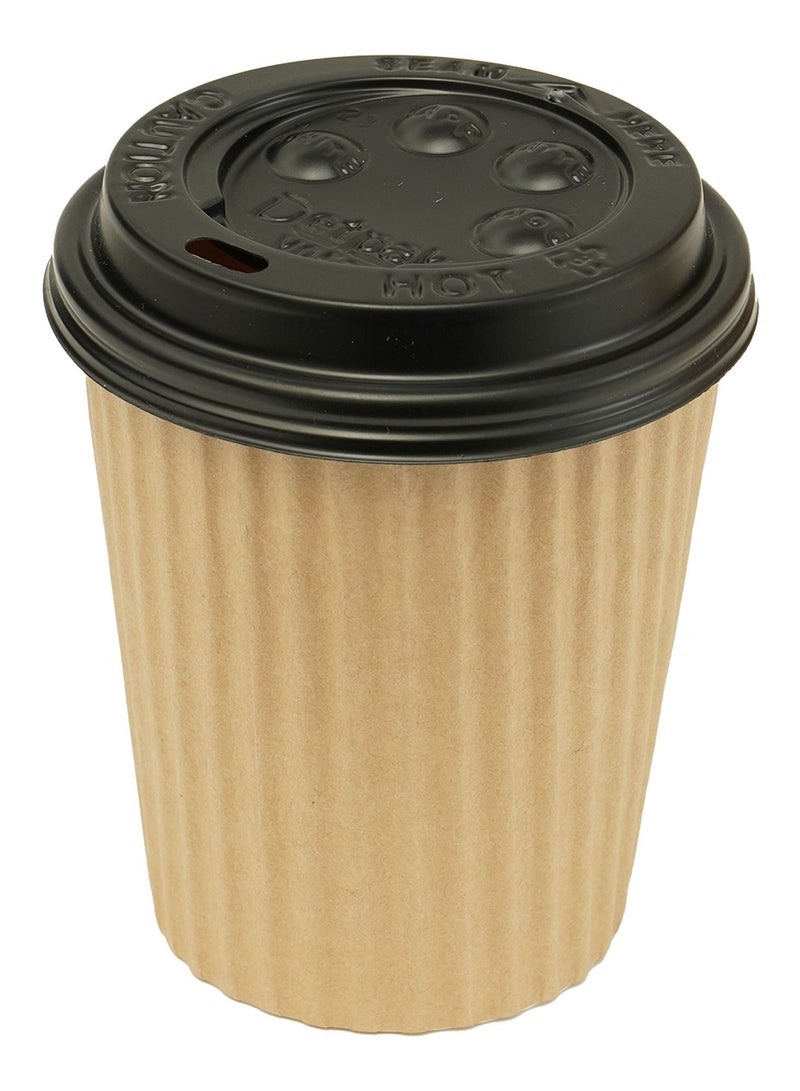Ideal Pack Kraft Paper Ripple Cup with Lid, 8oz, Pack of 10pcs, Brown and Black 3 PKTS - Image 4
