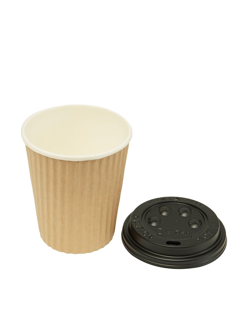 Ideal Pack Kraft Paper Ripple Cup with Lid, 8oz, Pack of 10pcs, Brown and Black 3 PKTS - Image 3