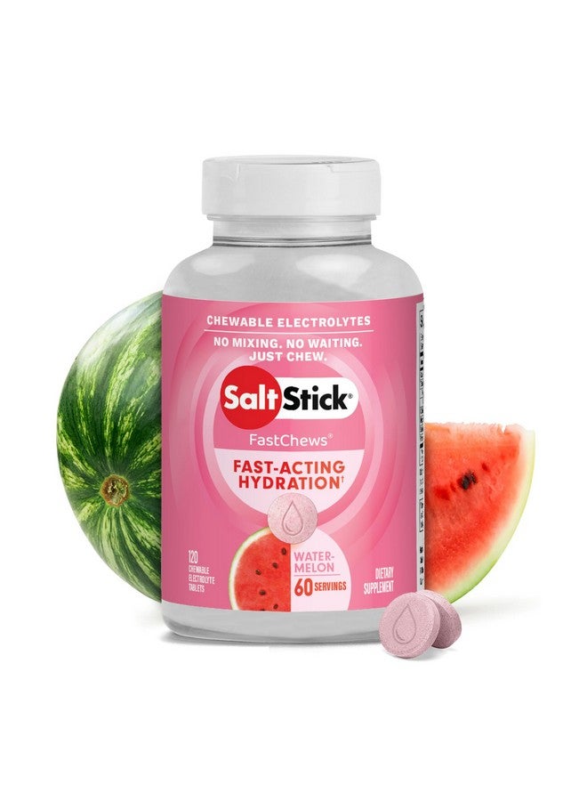 SaltStick Chewable Electrolytes - 120 Watermelon Electrolyte Tablets - Just Chew It, Electrolyte Chews for Hydration, Salt Tablets for Runners - 120 Count - Image 1