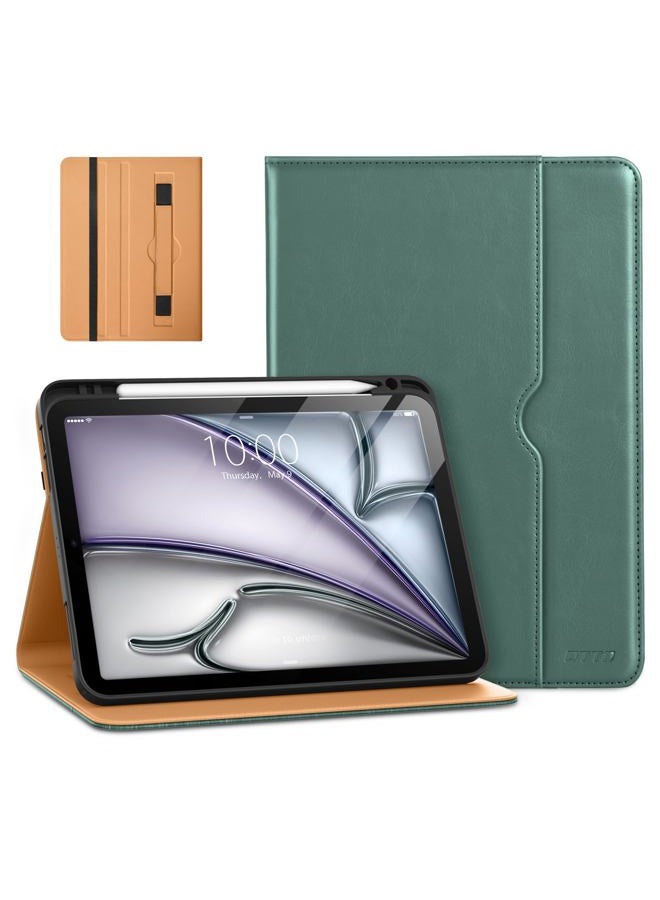 DTTO for iPad Air 11-inch Case M3/M2 (2025/2024), iPad Air 5th / 4th Generation (2022/2020), Premium Leather Business Folio Stand Cover with Pencil Holder - Auto Sleep/Wake, Midnight Green - Image 1
