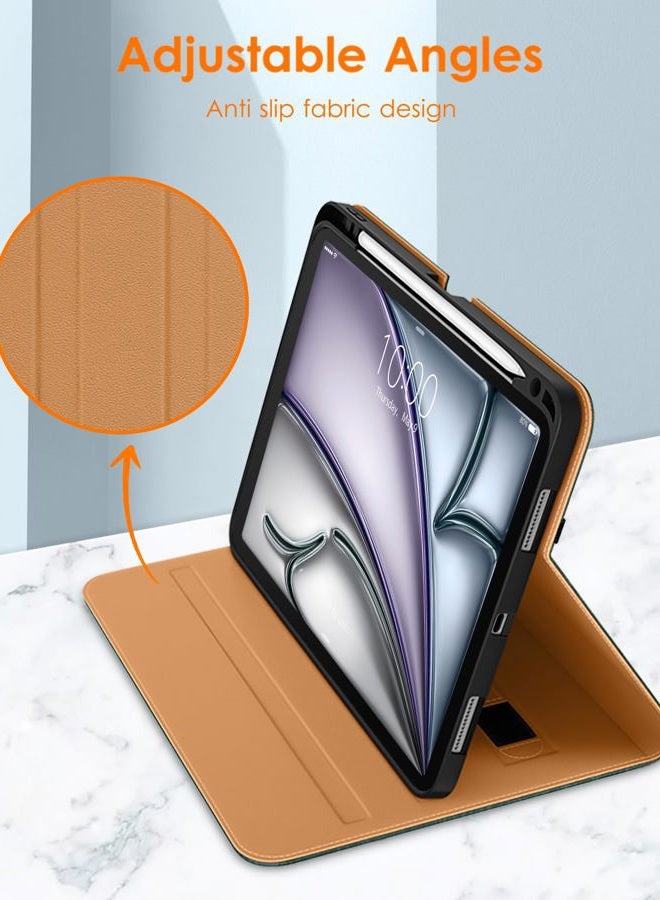 DTTO for iPad Air 11-inch Case M3/M2 (2025/2024), iPad Air 5th / 4th Generation (2022/2020), Premium Leather Business Folio Stand Cover with Pencil Holder - Auto Sleep/Wake, Midnight Green - Image 3