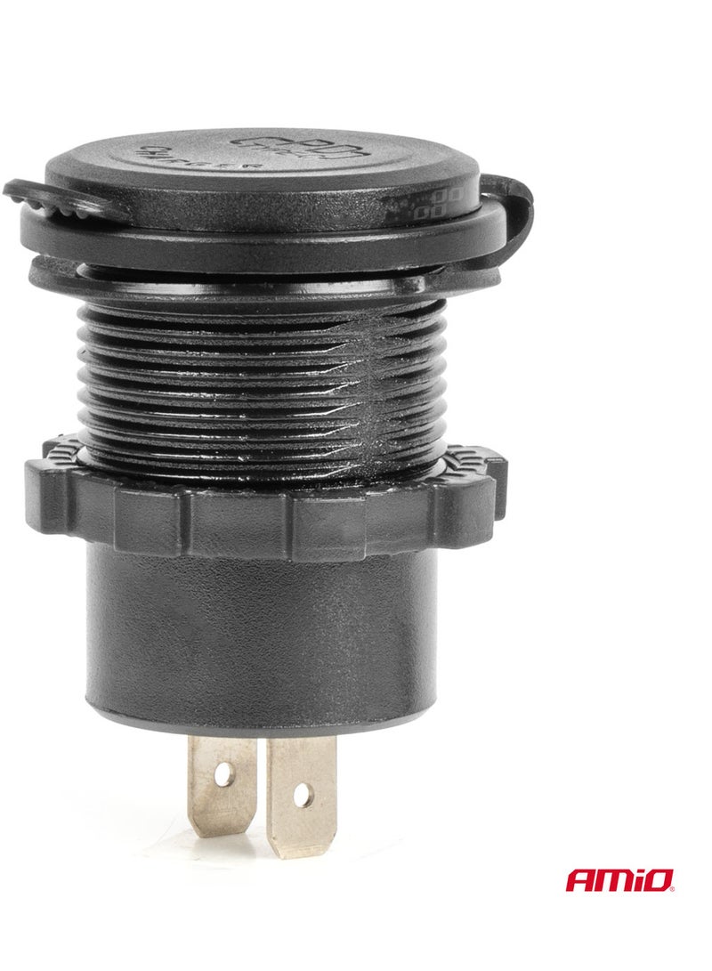 AMIO Waterproof Phone Charger with Switch RED LED Backlight USB + 2xUSB C QC3.0 12/24V - Image 2