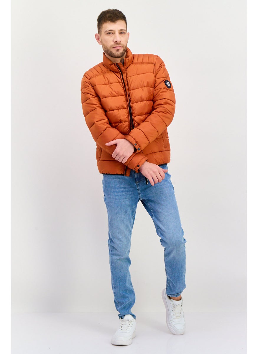 Pepe Jeans - Men Quilted Soft Shell Jacket, Rust - Image 1