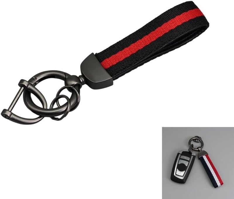 Double Layer Striped Keychain with Rings Fit for Car Keys and Home Keys Sturdy Multi Color Design - Image 2