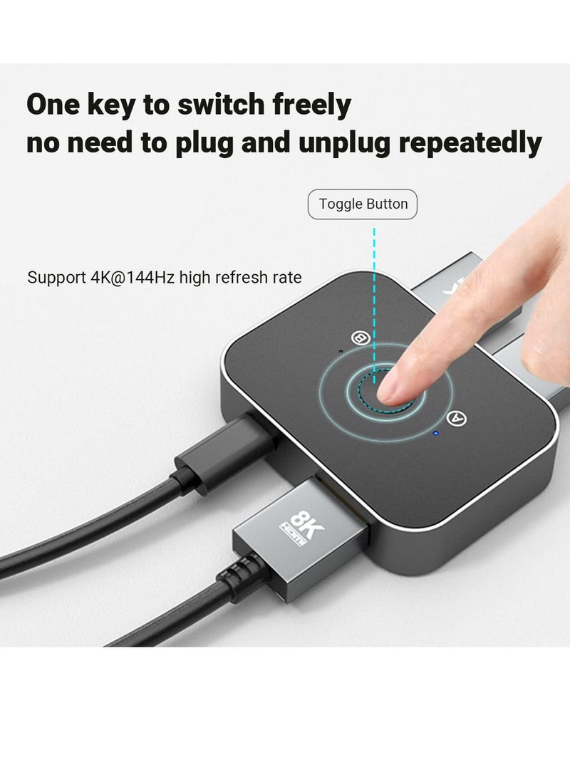 SYOSI 8K HDMI Switch 4K@144Hz 120Hz or 1080P@240Hz Splitter HDR 8K@60Hz 2 in 1 Out Aluminum Alloy Bi Directional Switcher Ultra HD 48Gbps for Roku HDTV Apple TV Fire Stick Sony T PS5 4 Xbox Series X - Image 3