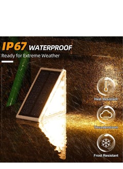 Y&D Solar Pathway Lights Outdoor, 2 Pcs Outdoor Stair Lights, Warm White, Deck IP67 Waterproof Auto on Off Decoration for Patio Yard, Driveway, Porch, Front Door, Sidewalk  - Image 3