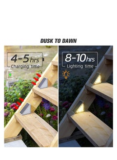 Y&D Solar Pathway Lights Outdoor, 2 Pcs Outdoor Stair Lights, Warm White, Deck IP67 Waterproof Auto on Off Decoration for Patio Yard, Driveway, Porch, Front Door, Sidewalk  - Image 2
