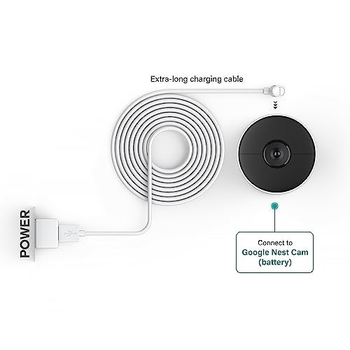TUSITA 10ft Power Cord Compatible Google Nest Cam Outdoor or Indoor Camera - White, 3M - Image 3