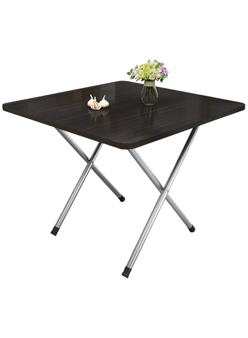 VUCATIN طاولة قابلة للطي، طاولة تخييم قابلة للطي، طاولة نزهة في الهواء الطلق، طاولة عشاء قابلة للطي مع سطح خشبي وإطار معدني للتخييم، اللعبة، الحفلات، المنزل، الفناء الخلفي، الشواء 72*60*60 سم (أسود) - Image 1