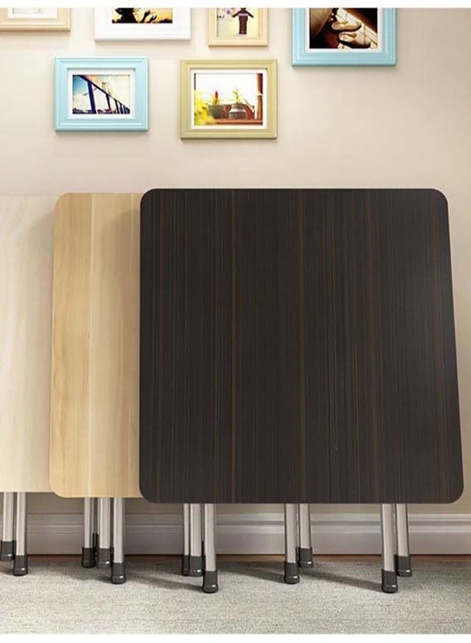 VUCATIN طاولة قابلة للطي، طاولة تخييم قابلة للطي، طاولة نزهة في الهواء الطلق، طاولة عشاء قابلة للطي مع سطح خشبي وإطار معدني للتخييم، اللعبة، الحفلات، المنزل، الفناء الخلفي، الشواء 72*60*60 سم (أسود) - Image 5