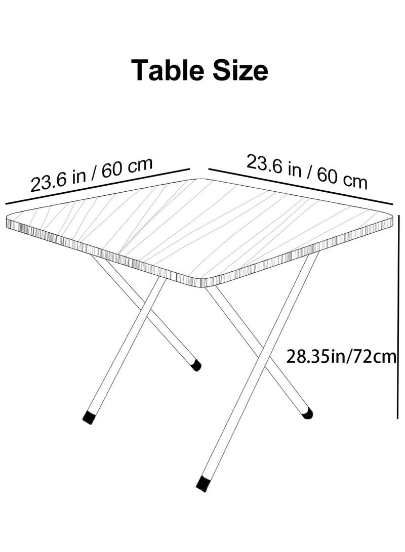 VUCATIN طاولة قابلة للطي، طاولة تخييم قابلة للطي، طاولة نزهة في الهواء الطلق، طاولة عشاء قابلة للطي مع سطح خشبي وإطار معدني للتخييم، اللعبة، الحفلات، المنزل، الفناء الخلفي، الشواء 72*60*60 سم (أسود) - Image 2