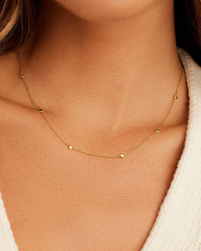 gorjana - Amour Necklace 15"-17" - 18k Gold Plated Brass - Elegant heart design - Adjustable length versatility - Dainty heart accents, perfect for layering - Image 2