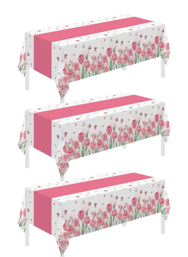 Childom 3 Pack Mothers Day Decorations,Mothers Day Tablecloth,54" x 108" Disposable Plastic Table Cloth for Rectangle,Party Table Cover for Birthday Party Supplies,Home,Dinner,Indoor,Outside - Image 1