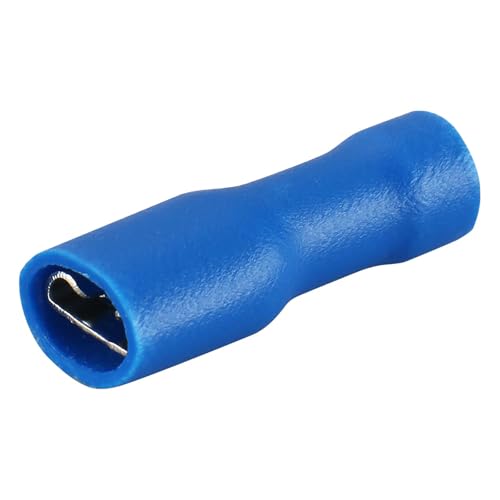 Baomain 100-Pack 0.187" Female Quick Disconnect Spade Terminals, 16-14 AWG 4.8mm (3/16 inch), Fully Insulated Crimp Connectors Blue - Image 1