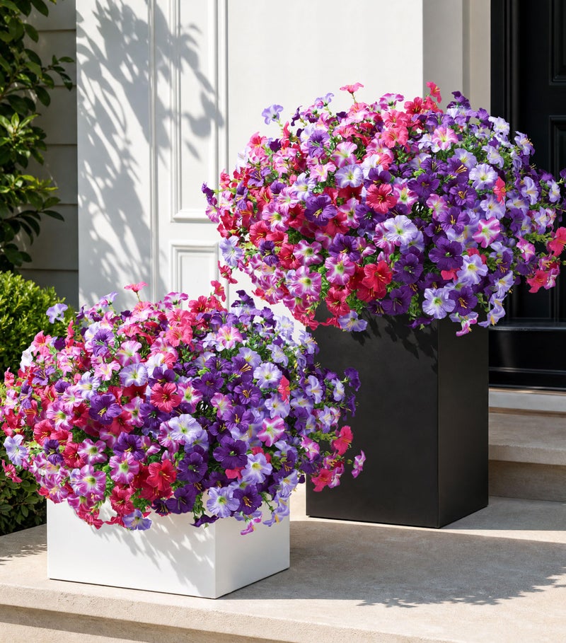 florisso Artificial Flowers for Outdoors Decoration 20 Bundles Faux Morning Glory with Eucalyptus Look Real UV Resistant Fake Plants Silk Flowers for Outside Yard Gardens Porch Patio Planter Home Urn Mix - Image 2