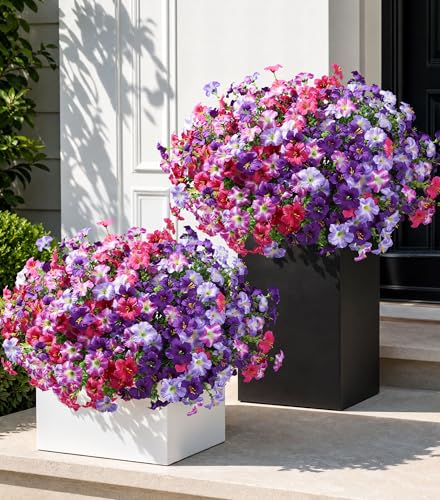 florisso Artificial Flowers for Outdoors Decoration 20 Bundles Faux Morning Glory with Eucalyptus Look Real UV Resistant Fake Plants Silk Flowers for Outside Yard Gardens Porch Patio Planter Home Urn Mix - Image 1