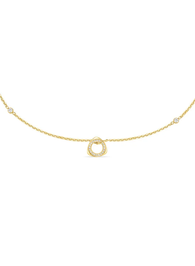 CERRUTI 1881 Giulia Gold-Plated Crystal Embedded Triangular Pendant with Signature 'C' Charm Necklace for Women