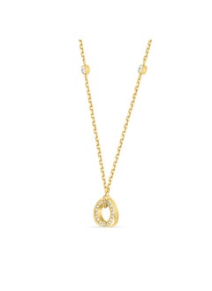 CERRUTI 1881 Giulia Gold-Plated Crystal Embedded Triangular Pendant with Signature 'C' Charm Necklace for Women  - Image 2