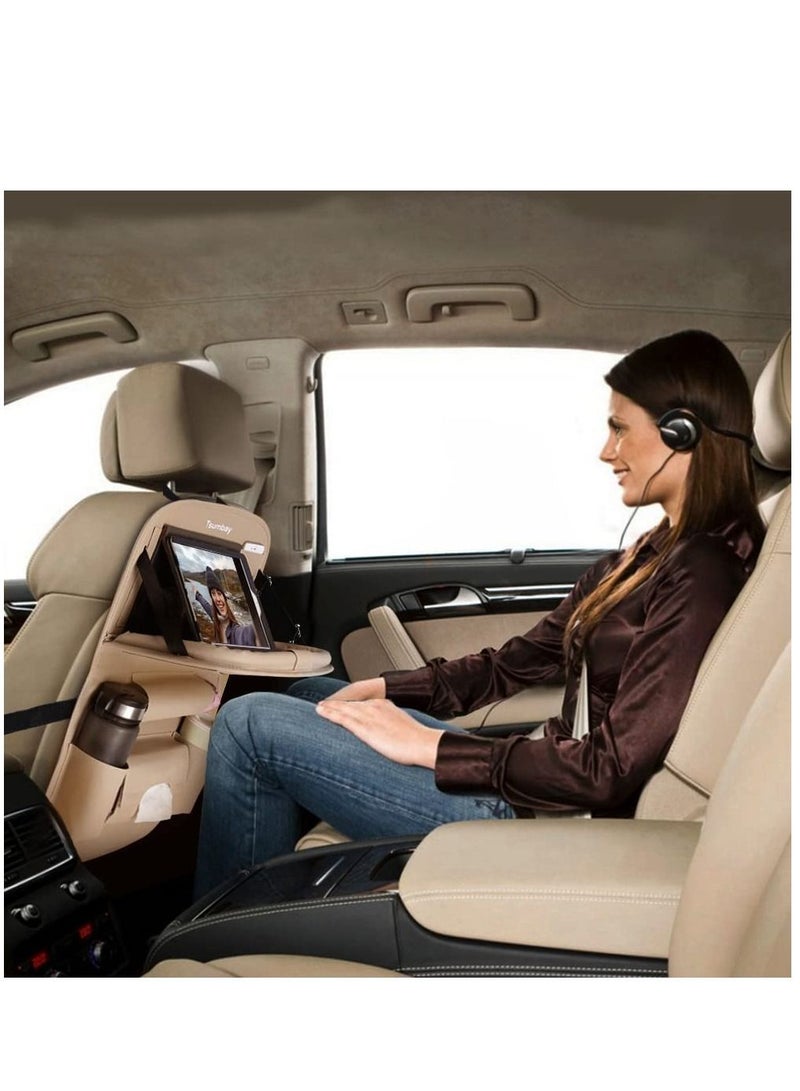 Womdee PC Leather Car Back Seat Organizer with Tablet Holder  (Brown) - Image 4