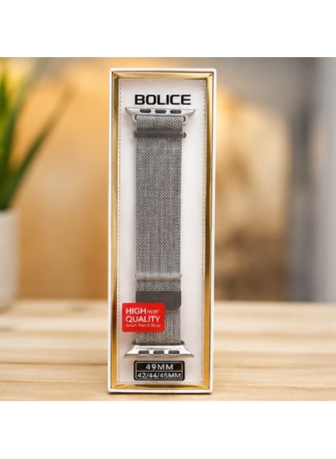 BOLICE Stainless Steel Magnetic Mesh Watch Strap 49MM Compatible with 42/44/45MM Smart Watches Silver - Image 2