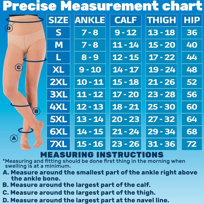 ABSOLUTE SUPPORT Made in USA - Sheer Compression Tights for Women 20-30mmHg - Graduated Compression Pantyhose for Varicose Veins Circulation during Pregnancy, Nursing - Nude, Large - A207NU3 - Image 2