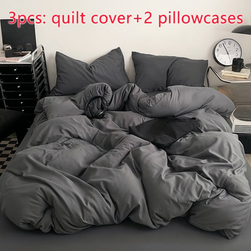 3pcs Solid Color Ultra-Soft Brushed Polyester Duvet Cover Set Includes: One Duvet Cover Suitable for Down Comforters + Two Pillowcases. Filling Not Included. A Bedding Perfect for Home and Bedroom Use - Image 2