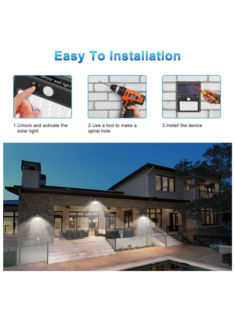 ELTRAZONE Solar Lights Outdoor [6 Pack/3 Working Mode],  Security Motion Sensor Wireless IP 65 Waterproof for Garden Fence Patio Garage (42 LED) - Image 5