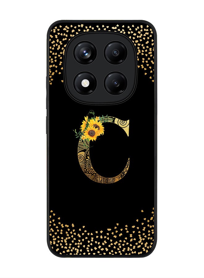 Stylizedd For Xiaomi Redmi Note 14 Pro 4G 4G Case,Slim fit Camera Protection, Shockproof Thin Phone cover  - Custom Floral Monogram - C ( Black ) - Image 1